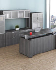 Executive Laminate 30"x72" Height Adjustable Desk and storage behind in New Grey Laminate - Kansas City Office Furniture