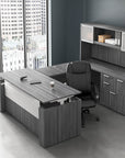 U-shaped Executive Laminate 30"x72" Height Adjustable Desk in New Grey Laminate - Kansas City Office Furniture