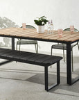 Grand Rapids Chair Co. Bowen Collection Outdoor Patio Set. Outdoor Communal Table in Birchwood with black base. Kansas City Office Furniture.