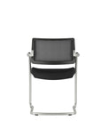 Back view of the AIS Devens Guest chair with black mesh back and black seat on a white background. Kansas City Office Design.