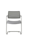 Front view of the AIS Devens Guest chair with gray mesh back and gray seat on a white background. Kansas City Office Design.