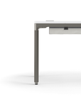 Humanscale eFloat Quattro Cable Manager | Under-Desk Leather Cable Basket, For 46"W Tops (32.8"L x 4.2"D x 4.2"W)(48), Gray, Salzburg Leather Cloud, side view. Kansas City Office Design.