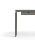 Humanscale eFloat Quattro Cable Manager | Under-Desk Leather Cable Basket, For 46"W Tops (32.8"L x 4.2"D x 4.2"W)(48), Gray, Salzburg Leather Concrete, side view. Kansas City Office Design.