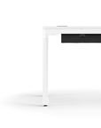 Humanscale eFloat Quattro Cable Manager | Under-Desk Leather Cable Basket, For 46"W Tops (32.8"L x 4.2"D x 4.2"W)(48), White, Salzburg Leather Black, side view. Kansas City Office Design.