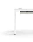 Humanscale eFloat Quattro Cable Manager | Under-Desk Leather Cable Basket, For 46"W Tops (32.8"L x 4.2"D x 4.2"W)(48), White, Salzburg Leather Cloud, side view. Kansas City Office Design.