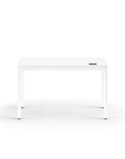 Humanscale eFloat Quattro Cable Manager | Under-Desk Leather Cable Basket, For 46"W Tops (32.8"L x 4.2"D x 4.2"W)(48), White, Salzburg Leather Concrete, back view. Kansas City Office Design.