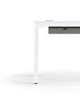Humanscale eFloat Quattro Cable Manager | Under-Desk Leather Cable Basket, For 46"W Tops (32.8"L x 4.2"D x 4.2"W)(48), White, Salzburg Leather Concrete, side view. Kansas City Office Design.