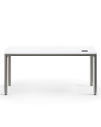 Humanscale eFloat Quattro Cable Manager | Under-Desk Leather Cable Basket, For 58"W Tops (44.8"L x 4.2"D x 4.2"W)(60), Gray, Salzburg Leather Concrete, back view. Kansas City Office Design.