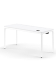 Humanscale eFloat Quattro Cable Manager | Under-Desk Leather Cable Basket, For 58"W Tops (44.8"L x 4.2"D x 4.2"W)(60), White, Salzburg Leather Black, front view. Kansas City Office Design.