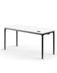 Humanscale eFloat Quattro Cable Manager | Under-Desk Leather Cable Basket, For 58"W Tops (44.8"L x 4.2"D x 4.2"W)(60), Black, Salzburg Leather Cloud, front view. Kansas City Office Design.