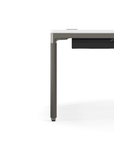 Humanscale eFloat Quattro Cable Manager | Under-Desk Leather Cable Basket, For 70"W Tops (56.8"L x 4.2"D x 4.2"W)(72), Gray, Salzburg Leather Black, side view. Kansas City Office Design.