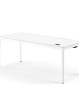 Humanscale eFloat Quattro Cable Manager | Under-Desk Leather Cable Basket, For 70"W Tops (56.8"L x 4.2"D x 4.2"W)(72), White, Salzburg Leather Concrete, front view. Kansas City Office Design.