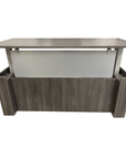 Executive Laminate 30"x72" Height Adjustable Desk in New Gray Laminate with Silver base. Includes acrylic privacy panel - Kansas City Office Furniture