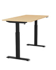 Side view of the SitonIt Switchback Height Adjustable Sit-to-Stand Desk. It has a Black base with a 27"D x 54"W maple top - Kansas City Office Furniture