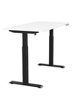 Side view of the SitonIt Switchback Height Adjustable Sit-to-Stand Desk. It has a Black base with a 27"D x 54"W White top - Kansas City Office Furniture