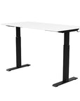 Back view of the SitonIt Switchback Height Adjustable Sit-to-Stand Desk. It has a Black base with a 27"D x 54"W White top - Kansas City Office Furniture