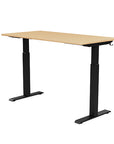 Back view of the SitonIt Switchback Height Adjustable Sit-to-Stand Desk. It has a Black base with a 27"D x 54"W maple top - Kansas City Office Furniture