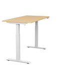 Side view of the SitonIt Switchback Height Adjustable Sit-to-Stand Desk. It has a White base with a 27"D x 54"W maple top - Kansas City Office Furniture