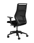 Back view of the SitOnIt Hexy ergonomic highback task chair in black frame and black fabric. Kansas City Office Design