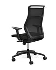 Back view of the SitOnIt Hexy ergonomic highback task chair in black frame and black vinyl fabric. Kansas City Office Design