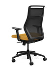 Back view of the SitOnIt Hexy ergonomic highback task chair in black frame and gold fabric. Kansas City Office Design