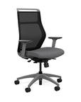 Front view of the SitOnIt Hexy ergonomic highback task chair in gray frame and gray fabric. Kansas City Office Design
