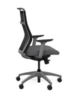 Side view of the SitOnIt Hexy ergonomic highback task chair in gray frame and gray fabric. Kansas City Office Design