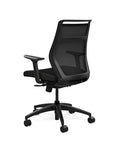 Back view of the SitOnIt Hexy ergonomic midback task chair in black frame and black vinyl fabric. Kansas City Office Design