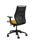 Back view of the SitOnIt Hexy ergonomic midback task chair in black frame and blue fabric. Kansas City Office Design