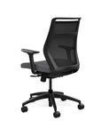 Back view of the SitOnIt Hexy ergonomic midback task chair in black frame and gray fabric. Kansas City Office Design