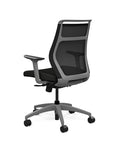 Back view of the SitOnIt Hexy ergonomic midback task chair in gray frame and black vinyl fabric. Kansas City Office Design
