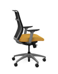Side view of the SitOnIt Hexy ergonomic midback task chair in gray frame and gold fabric. Kansas City Office Design