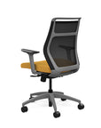 Back view of the SitOnIt Hexy ergonomic midback task chair in gray frame and gold fabric. Kansas City Office Design