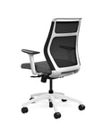 Back view of the SitOnIt Hexy ergonomic midback task chair in white frame and gray fabric. Kansas City Office Design