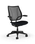 Side view of Humanscale Liberty desk chair showing breathable mesh back and Duron armrests. Kansas City Office Furniture