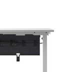 Humanscale NeatTech Cable Management System, Large 48"W, Salzburg Leather Black, side view. Kansas City Office Design.
