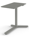 Side View of the Humanscale Mini Float Height Adjustable Table. Gray MDF Top with Gray Base. Kansas City Office Furniture