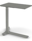 Angled View of the Humanscale Mini Float Height Adjustable Table. Gray MDF Top with Gray Base. Kansas City Office Furniture