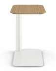 Front view of a Humanscale Float micro in a White Base with a Bamboo top. Kansas City Office Design.