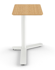 Front View of the Humanscale Mini Float Height Adjustable Table. Bamboo Top with White Base. Kansas City Office Furniture
