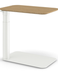 Angled view of a Humanscale Float micro in a White Base with a Bamboo top. Kansas City Office Design.