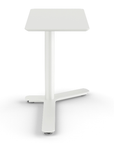 Front View of the Humanscale Mini Float Height Adjustable Table. White MDF Top with White Base. Kansas City Office Furniture