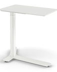 Angled View of the Humanscale Mini Float Height Adjustable Table. White MDF Top with White Base. Kansas City Office Furniture