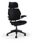 Freedom Ergonomic Executive Chair with Headrest, Black, Black (Woven Corde4), front view. Kansas City Office Design.