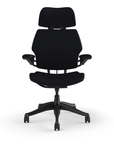 Freedom Ergonomic Executive Chair with Headrest, Black, Black (Woven Corde4), back view. Kansas City Office Design.