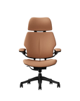 Freedom Ergonomic Executive Chair with Headrest, Black, 33077 (Elmosoft Leather), front view. Kansas City Office Design.
