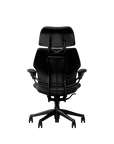 Freedom Ergonomic Executive Chair with Headrest, Black, 99999 (Elmosoft Leather), back view. Kansas City Office Design.