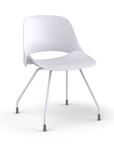 Side View of a Humanscale Trea Chair with four leg guest chair base and glides. In white finish. Kansas City Office Furniture.