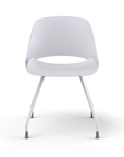 Front View of a Humanscale Trea Chair with four leg guest chair base and glides. In white finish. Kansas City Office Furniture.