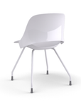 Back View of a Humanscale Trea Chair with four leg guest chair base and glides. In white finish. Kansas City Office Furniture.